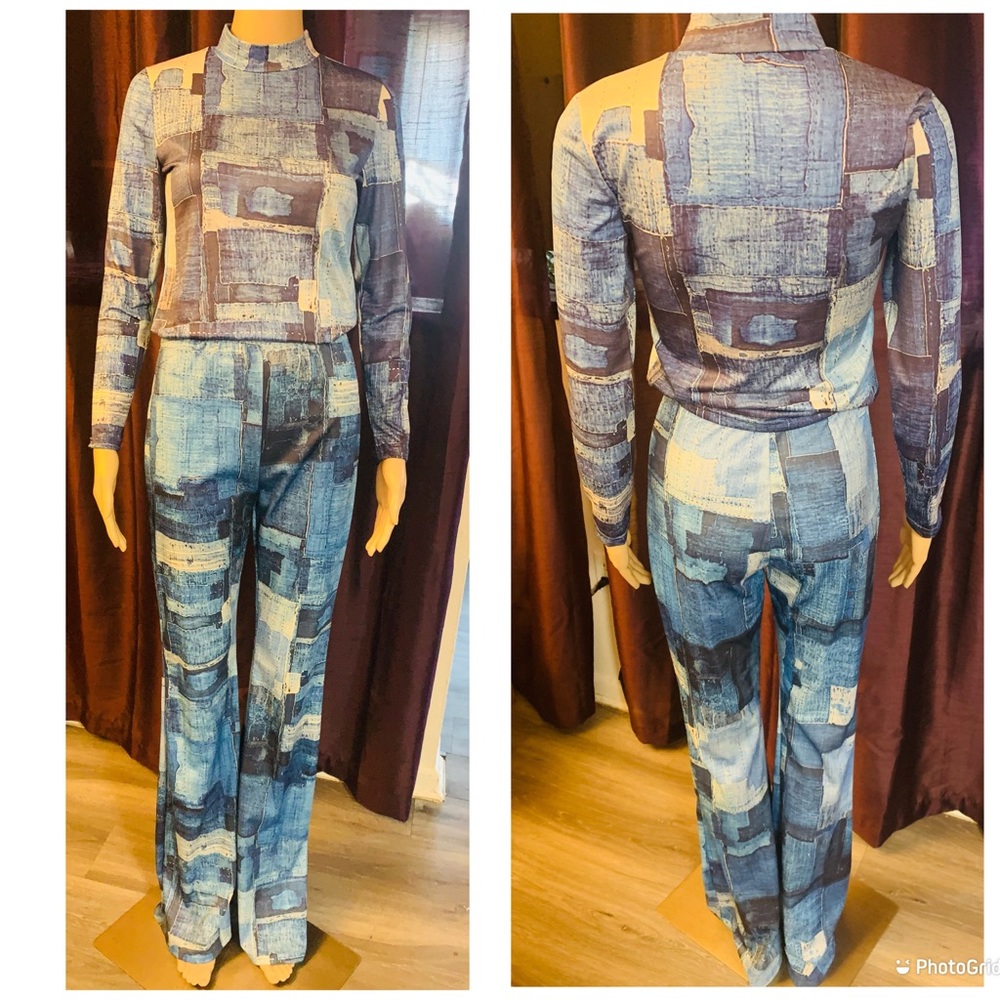 2 Piece Denim look Pant Set